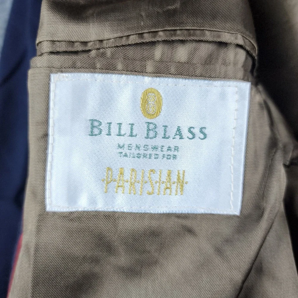 Bill Blass Parisian Blazer Mens 44R Navy Vintage Wool Gold Button‎ Sport Coat